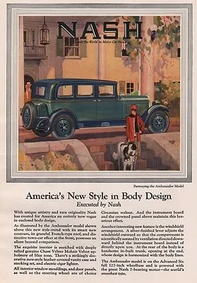 ORIG. VINTAGE MAGAZINE AD: 1927 NASH CAR ADillustrator- N/A