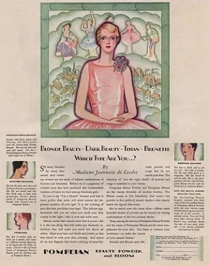 ORIG VINTAGE MAGAZINE AD/ 1928 POMPEIAN BEAUTY POWDERillustrator- N/A