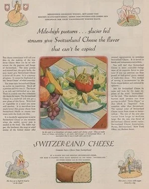ORIG VINTAGE MAGAZINE AD/ 1928 SWITZERLAND CHEESE ADillustrator- Paul  Froelich