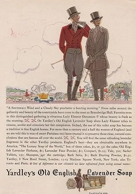 ORIG VINTAGE MAGAZINE AD/ 1928 YARDLEY'S OLD ENGLISH LAVENDER SOAP ADillustrator- Leslie  Saalburg