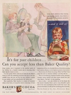 ORIG VINTAGE MAGAZINE AD/ 1929 BAKER'S COCOA ADillustrator- N/A
