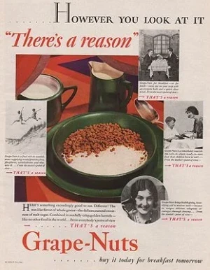 ORIG VINTAGE MAGAZINE AD/ 1929 GRAPE-NUTS CEREAL AD illustrator- N/A