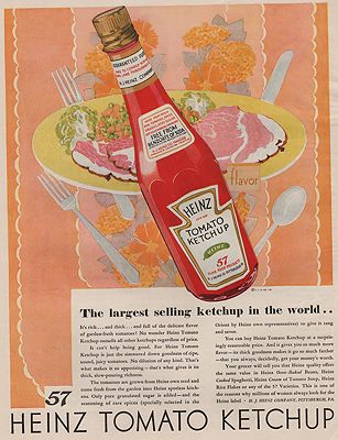 <p class="ttl">ORIG VINTAGE MAGAZINE AD/ 1929 HEINZ KETCHUP AD<p><span class="by">illustrator-</span> <span class="athr">Rene Clarke</span>