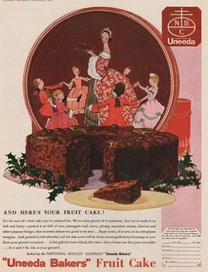 ORIG VINTAGE MAGAZINE AD/ 1929 UNEEDA BAKERS FRUIT CAKE ADillustrator- N/A