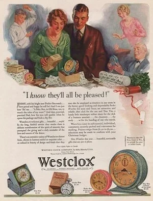ORIG VINTAGE MAGAZINE AD/ 1929 WESTCLOX CLOCK AD illustrator- N/A