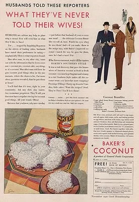 ORIG VINTAGE MAGAZINE AD/ 1930 BAKER'S COCONUT ADillustrator- N/A