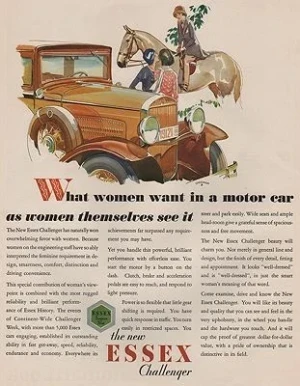 ORIG VINTAGE MAGAZINE AD/ 1930 ESSEX CHALLENGER CAR ADillustrator- Malcolm Daniel  Charleson