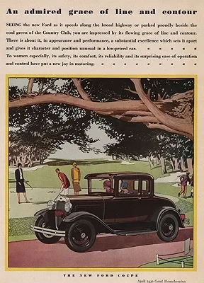 ORIG VINTAGE MAGAZINE AD/ 1930 FORD COUPE CAR ADillustrator- James  Williamson