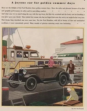 ORIG VINTAGE MAGAZINE AD/ 1930 FORD ROADSTER CAR ADillustrator- James  Williamson
