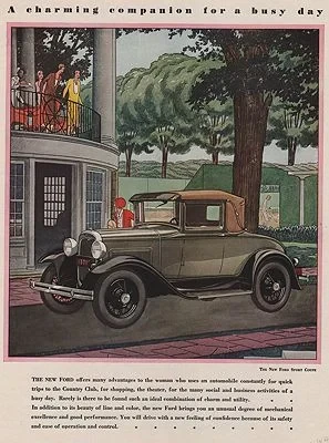 ORIG VINTAGE MAGAZINE AD/ 1930 FORD SPORT COUPE CAR ADillustrator- James  Williamson