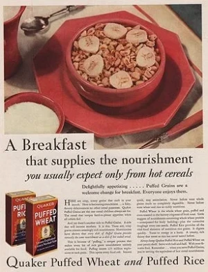 ORIG VINTAGE MAGAZINE AD/ 1930 QUAKER PUFFED WHEAT & RICEillustrator- N/A