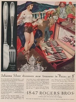 ORIG VINTAGE MAGAZINE AD/ 1930 ROGERS BROS. SILVERWARE ADillustrator- Gustaf  Tenggren