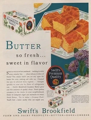 ORIG VINTAGE MAGAZINE AD/ 1930s BROOKFIELD BUTTER & EGGS ADillustrator- N/A