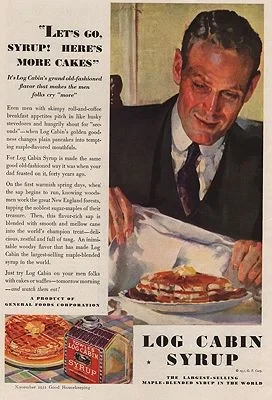 ORIG VINTAGE MAGAZINE AD/ 1931 LOG CABIN SYRUP ADillustrator- Roy  Spreter