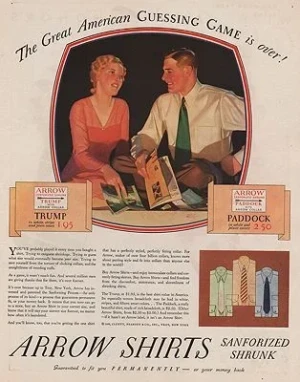 ORIG VINTAGE MAGAZINE AD/ 1932 ARROW SHIRTS ADillustrator- Frederic  Stanley