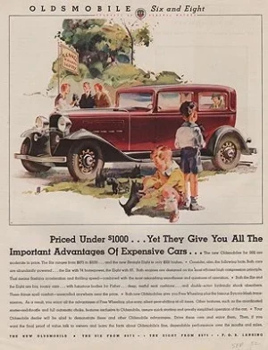 ORIG VINTAGE MAGAZINE AD/ 1932 OLDSMOBILE CAR ADillustrator- George  Rapp