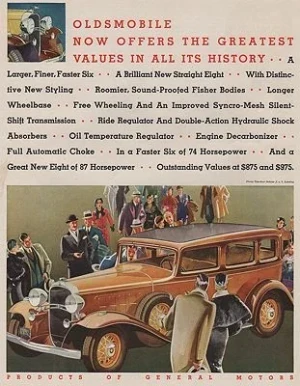 ORIG VINTAGE MAGAZINE AD/ 1932 OLDSMOBILE CAR ADillustrator- Ronald  McLeod