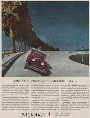ORIG VINTAGE MAGAZINE AD/ 1932 PACKARD CAR ADillustrator- Peter  Helck