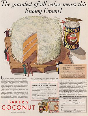 ORIG VINTAGE MAGAZINE AD/ 1933 BAKER'S COCONUT ADillustrator- N/A