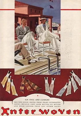 ORIG VINTAGE MAGAZINE AD/ 1934 INTERWOVEN SOCKS ADillustrator- Leslie   Saalburg
