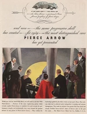 ORIG VINTAGE MAGAZINE AD/ 1934 PIERCE-ARROW CAR ADillustrator- Floyd  Davis