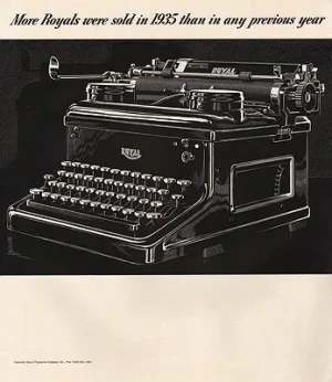ORIG VINTAGE MAGAZINE AD/ 1935 ROYAL TYPEWRITER AD illustrator- N/A