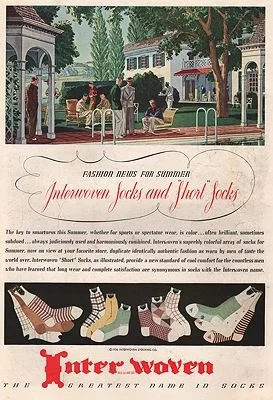 ORIG VINTAGE MAGAZINE AD/ 1936 INTERWOVEN SOCKS ADillustrator- Leslie  Saalburg
