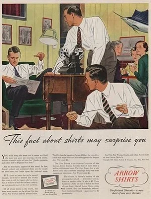 ORIG VINTAGE MAGAZINE AD/ 1937 ARROW SHIRT ADillustrator- James  Williamson