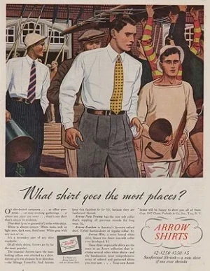ORIG VINTAGE MAGAZINE AD/ 1937 ARROW SHIRT ADillustrator- James  Williamson