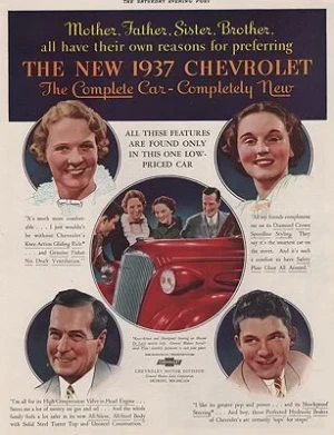 ORIG VINTAGE MAGAZINE AD/ 1937 CHEVROLET CAR ADillustrator- N/A