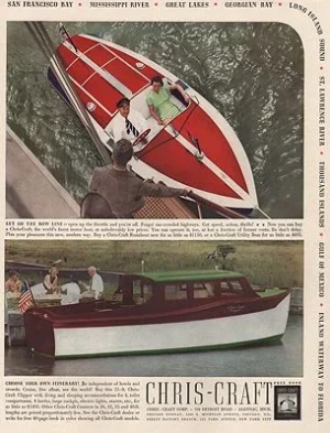 ORIG. VINTAGE MAGAZINE AD: 1937 CHRIS-CRAFT BOAT ADillustrator- N/A