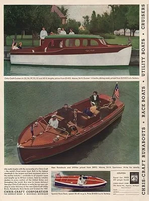 ORIG. VINTAGE MAGAZINE AD: 1937 CHRIS-CRAFT BOAT ADillustrator- N/A