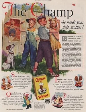 ORIG VINTAGE MAGAZINE AD/ 1937 CREAM OF WHEAT CEREAL ADillustrator- Harold  Anderson