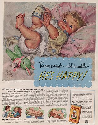ORIG VINTAGE MAGAZINE AD/ 1937 CREAM OF WHEAT CEREAL ADillustrator- Maud Tousey  Fangel