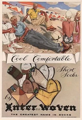 ORIG VINTAGE MAGAZINE AD/ 1937 INTERWOVEN SOCKS ADillustrator- Laurence  Fellows