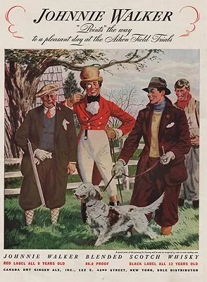 ORIG VINTAGE MAGAZINE AD/ 1937 JOHNNIE WALKER WHISKEY ADillustrator- Floyd  Davis