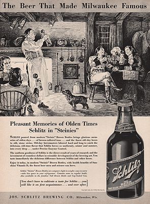 ORIG VINTAGE MAGAZINE AD/ 1937 SCHLITZ BEER ADillustrator- N/A