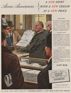 ORIG VINTAGE MAGAZINE AD/ 1938 ARROW SHIRT ADillustrator- James  Williamson