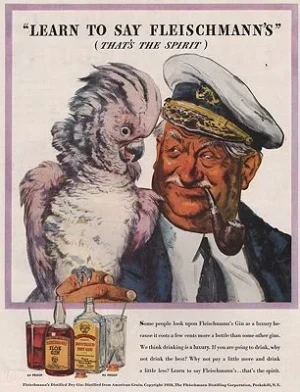 ORIG VINTAGE MAGAZINE AD/ 1938 FLEISCHMANN'S GIN ADillustrator- Floyd  Davis