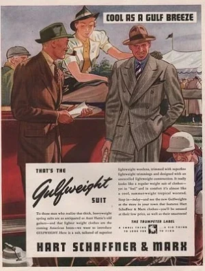 ORIG VINTAGE MAGAZINE AD/ 1938 HART SCHAFFNER MARX ADillustrator- Leslie  Saalburg