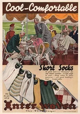 ORIG VINTAGE MAGAZINE AD/ 1938 INTERWOVEN SOCKS ADFellows (Illust.), Laurence, Illust. by: Laurence  Fellows