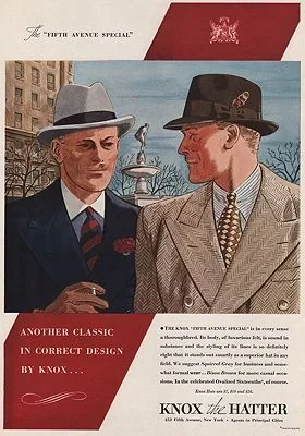 ORIG VINTAGE MAGAZINE AD/ 1938 KNOX HATS ADillustrator- N/A