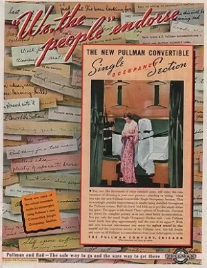 ORIG VINTAGE MAGAZINE AD/ 1938 PULLMAN RAILROAD CAR COMPANYillustrator- N/A
