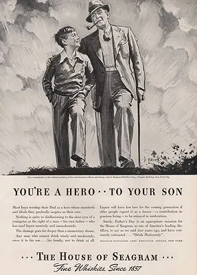 ORIG VINTAGE MAGAZINE AD/ 1938 SEAGRAM DISTILLERS  ADillustrator- George  Brehm