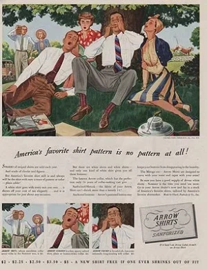 ORIG VINTAGE MAGAZINE AD/ 1939 ARROW SHIRT ADillustrator- James  Williamson