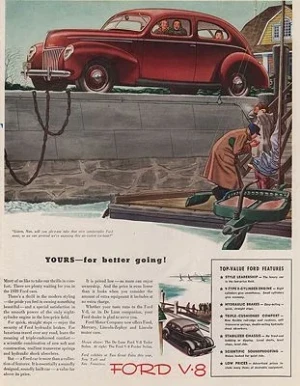 ORIG VINTAGE MAGAZINE AD/ 1939 FORD V-8 CAR ADillustrator- James  Williamson