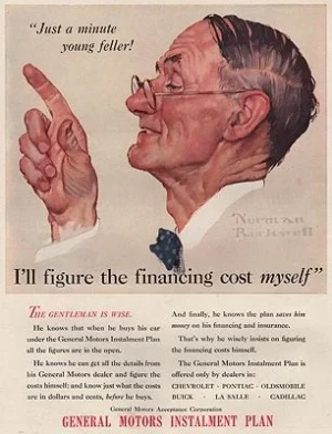 ORIG. VINTAGE MAGAZINE AD: 1939 GENERAL MOTORS ADillustrator- Norman  Rockwell