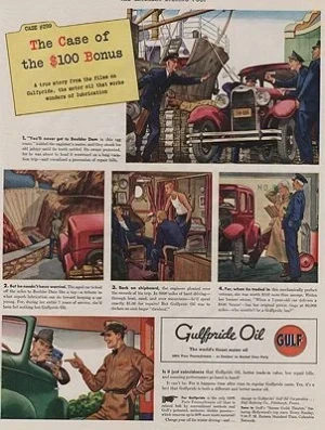 ORIG VINTAGE MAGAZINE AD/ 1939 GULFPRIDE OIL ADillustrator- James  Williamson