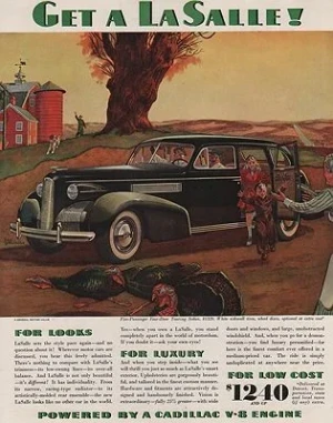 ORIG VINTAGE MAGAZINE AD/ 1939 LA SALLE CAR ADillustrator- Fred  Freeman