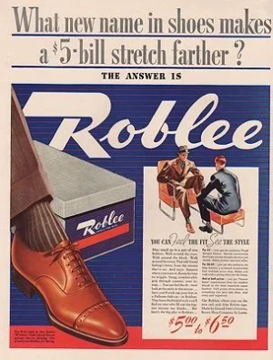 ORIG VINTAGE MAGAZINE AD/ 1939 ROBLEE MEN'S SHOE ADillustrator- N/A